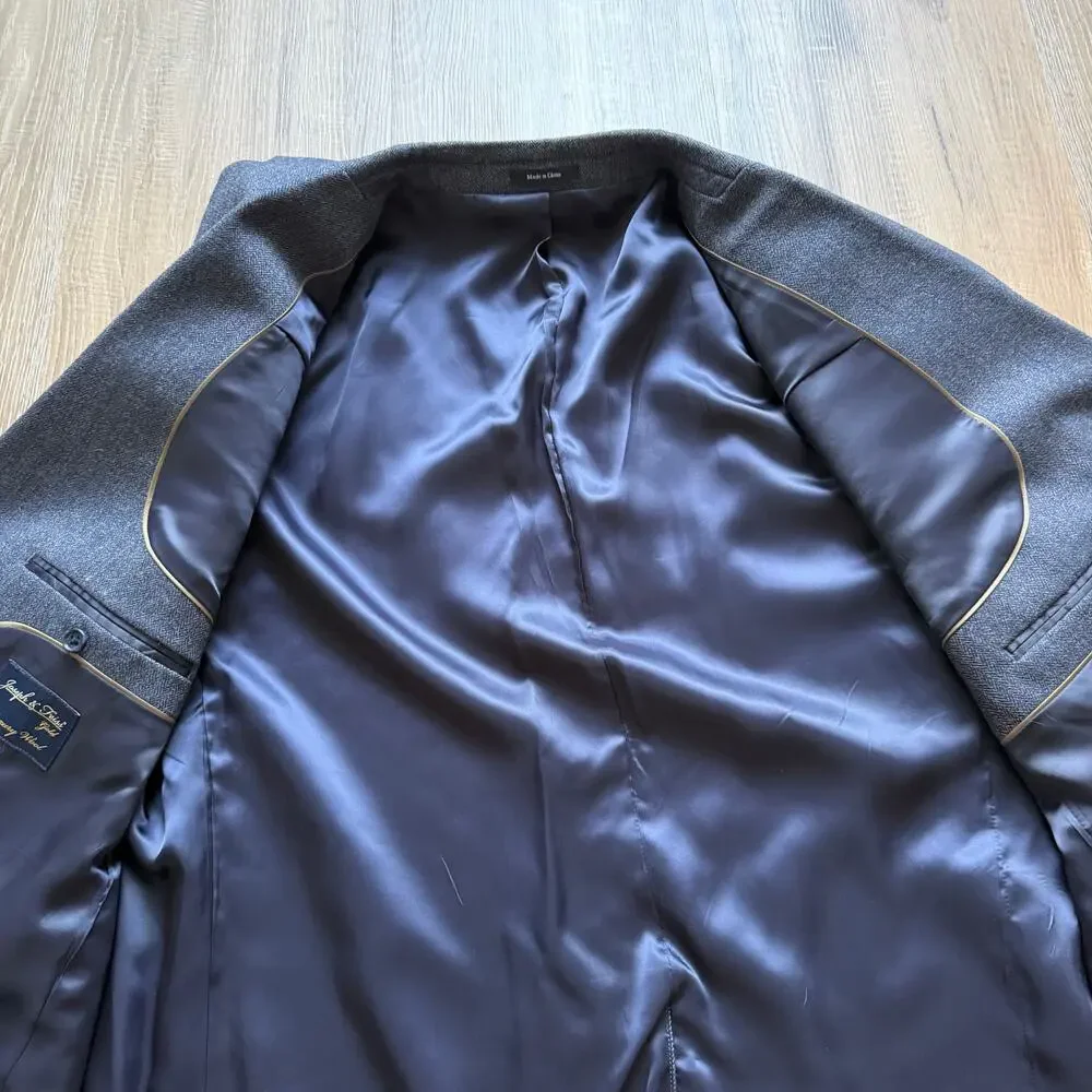 Joseph & Feiss Gold Wool Sport‎ Coat Blue/Grey Mens 48 Short